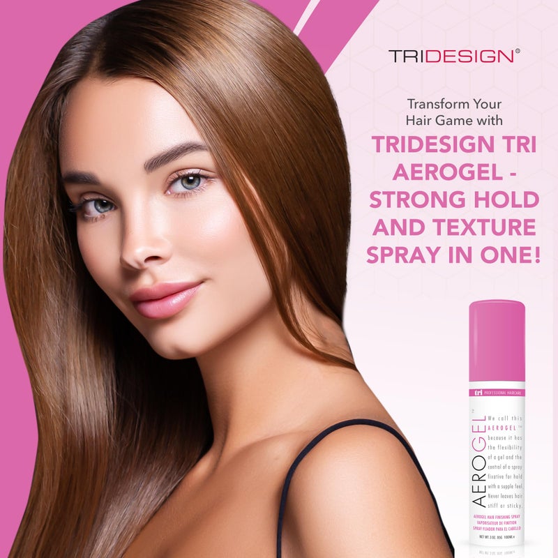 TRIDESIGN Aerogel Hairspray - Strong Hold Hair Finishing Spray for Volumizing & Control, Flexible Styling for All Hair Types, Non-Sticky and Scented - For Women and Men - Travel Size Pack of 1 (3 Oz) - Image 4